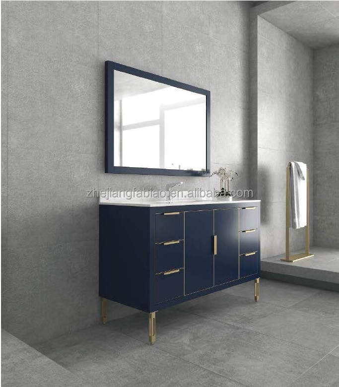 High End Wholesale Wall Mounted PVC Ceramic Basin Bathroom Vanity with Mirror Sinks Cabinets Luxury Bathroom