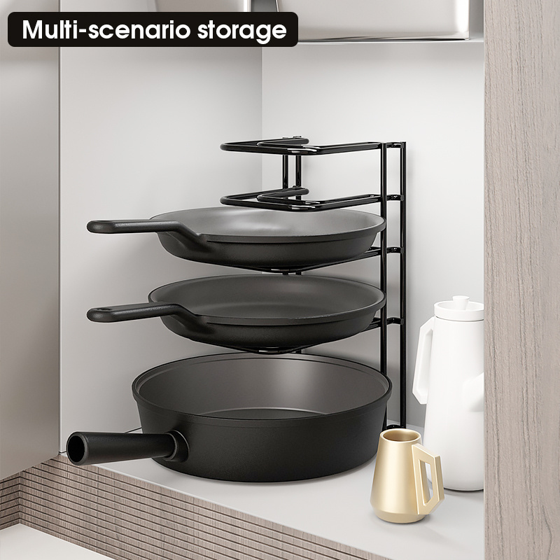 Hot Sale Standing Adjustable Kitchen Baking Pan and Pot Holder Rack Shelf Organizer for Cabinet Storage