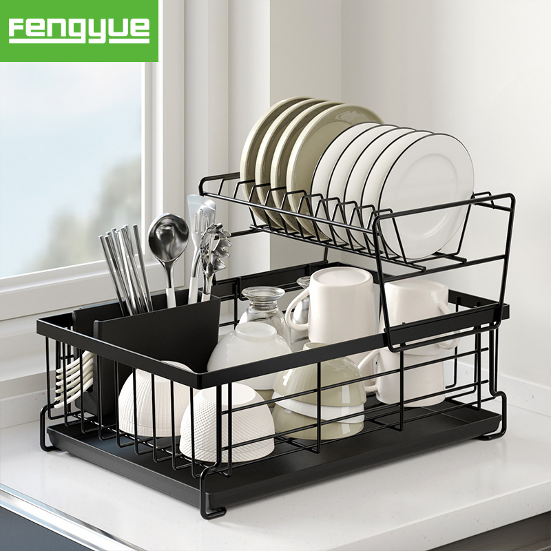 2 tier Kitchen over Sink Drainer Storage Drying Plate Rack Kitchen Dish Drainer Drying Rack