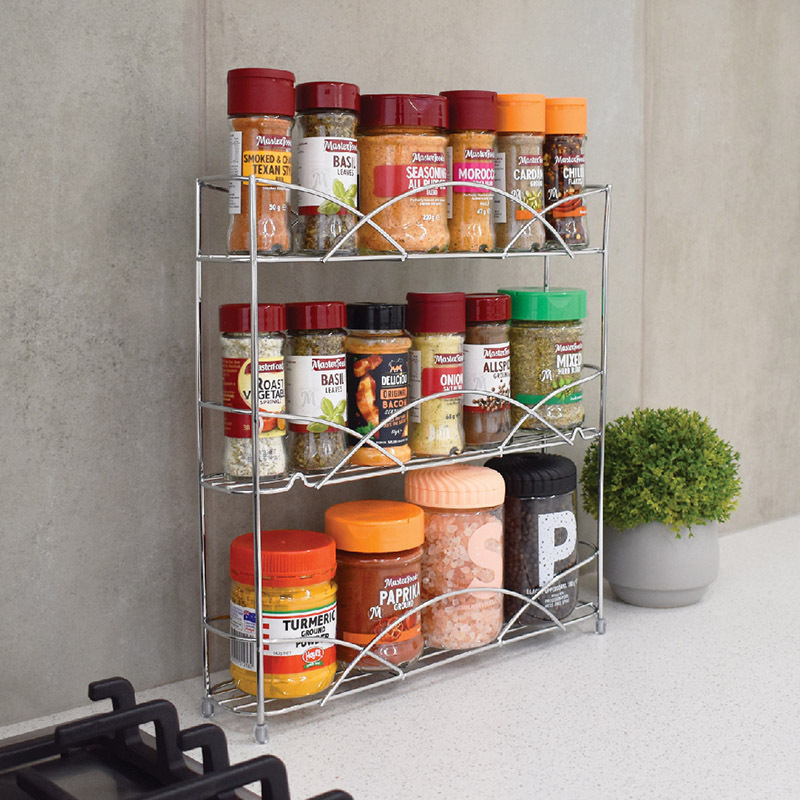 3tier countertop black kitchen hanging plastic glass spice jar storage rack holder cabinet organizer