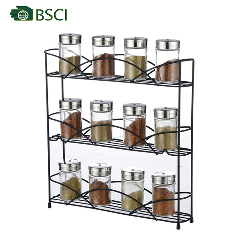 3tier countertop black kitchen hanging plastic glass spice jar storage rack holder cabinet organizer