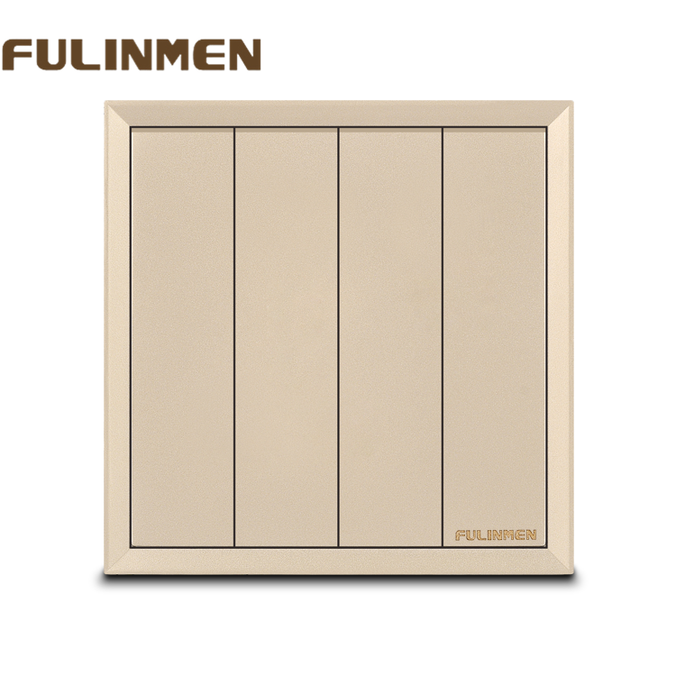 OEM/ODM Manufacture Champaign Gold  4/4 Wall Light Switch Box 4 Gang Wall Sockets And Switches UK