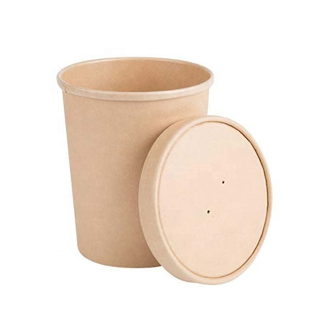 China Factory Kraft White Disposable Accept OEM 32oz Custom Logo Printed Bamboo Fibre Rounded Soup Paper Bowl