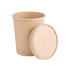 China Factory Kraft White Disposable Accept OEM 32oz Custom Logo Printed Bamboo Fibre Rounded Soup Paper Bowl