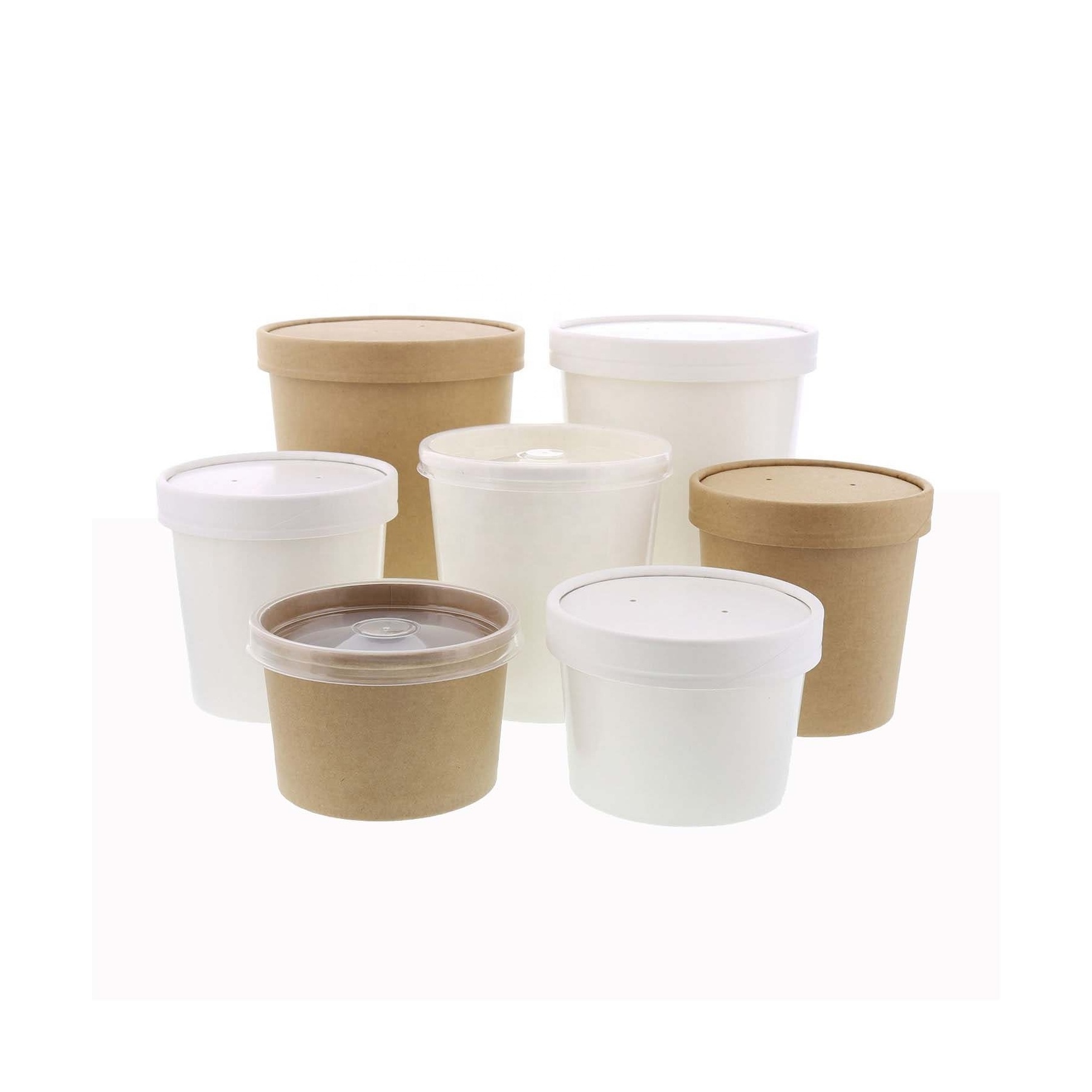 China Factory Kraft White Disposable Accept OEM 32oz Custom Logo Printed Bamboo Fibre Rounded Soup Paper Bowl