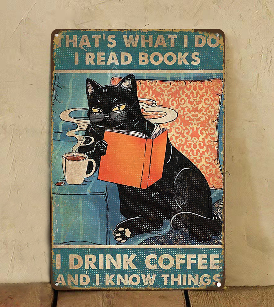 Amazon aliexpress hot sale black cat and bathtub toilet bathrooms decoration metal tin sign