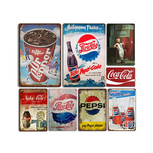 Wholesale Vintage Cola Advertisement Metal Poster Retro Wall Hanging Decorative Metal Plaque Wall Sticker Tin Sign