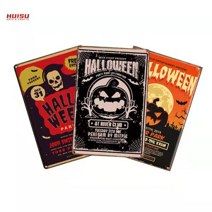 HuiSu RTS 20*30CM retro metal tin sign halloween decorations wall decor panel