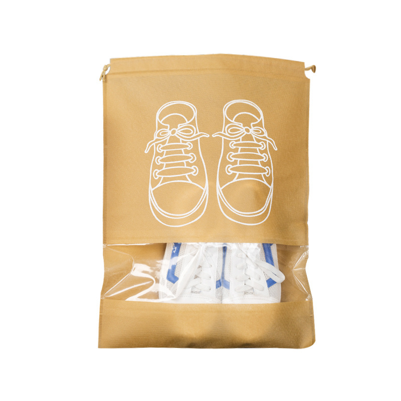 Hot Selling Promotional Custom Logo Waterproof Dustproof Recycled Clear Travel Shoe Pouch Drawstring Shoe Dust Bag for Men Women