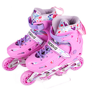 Adjustable Size Adult & Kids Inline Skate Shoes Hockey & Short Track Ice Skating Flashing Roller Skate Shoes Aluminum Chassis