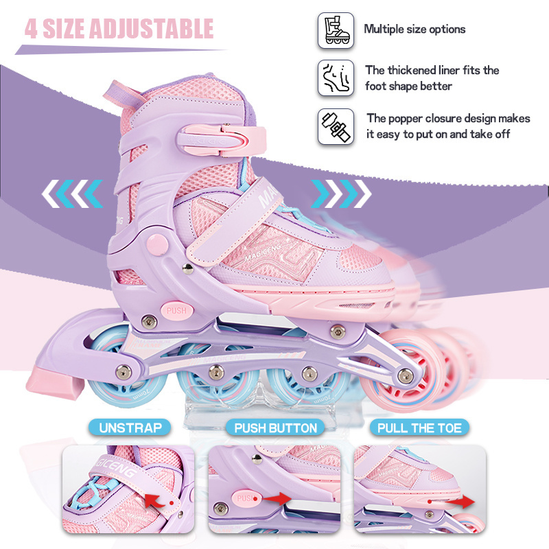 Hot Selling Professional Aluminum Alloy Inline Skates OEM Accepted Beginning Speed Free Skates for Kids Flashing Roller Skates