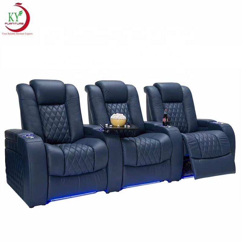 JKY Furniture Living Room Home Theater Cinema Sofa Chair Seat Set With LED Light For Watch Movie