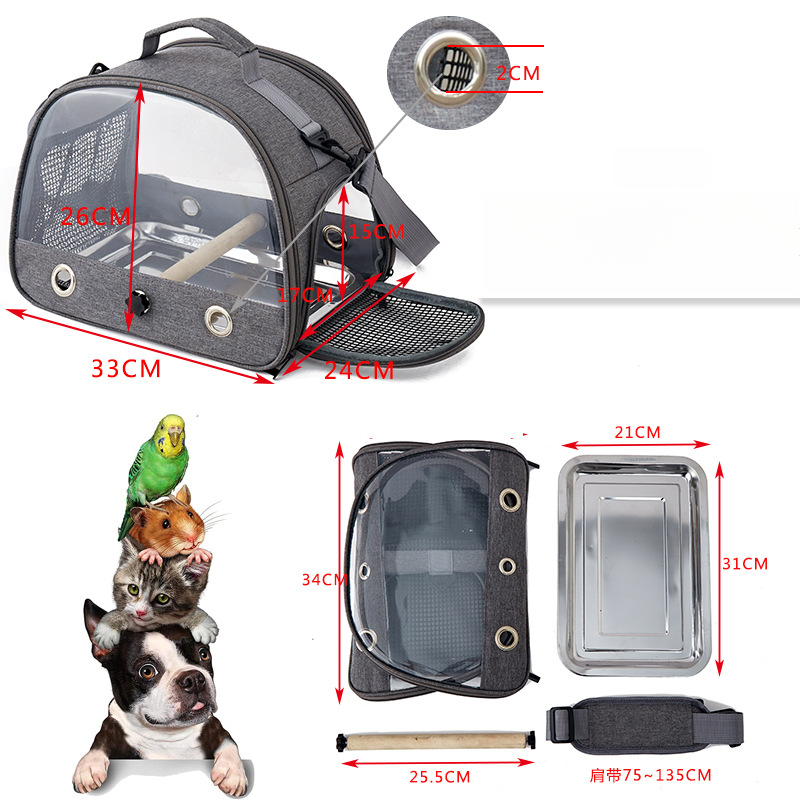 Wholesale custom portable pet bird backpacks Small pet going out bags Foldable and easy to clean Oxford cloth backpacks