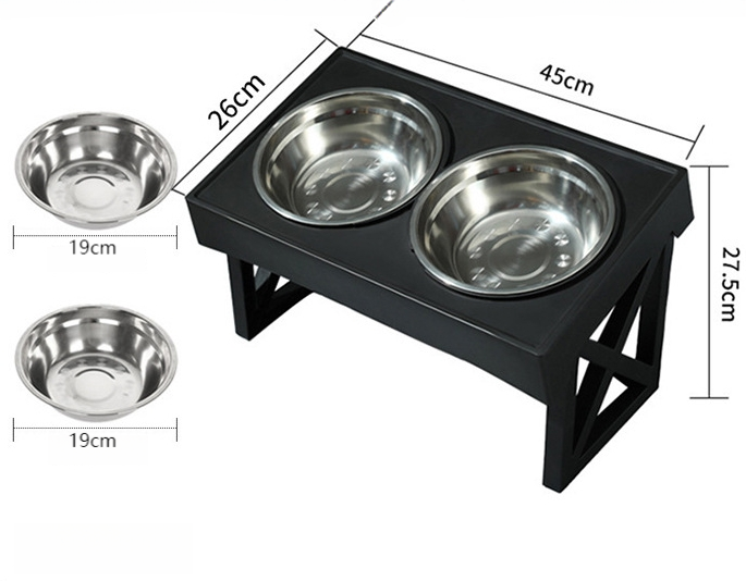 Elevated Dog Bowls for Dogs Detachable Metal Shelf Raised Dog Bow Standing Feeder Stainless Steel  Bowls and Non-Slip feet