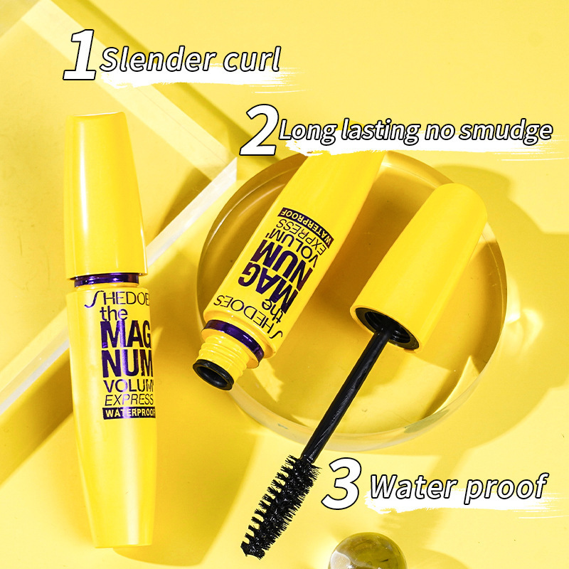 Wholesale Waterproof long-lasting and curling yellow tube mascara for Women Makeup Eyelash Extension Mascara