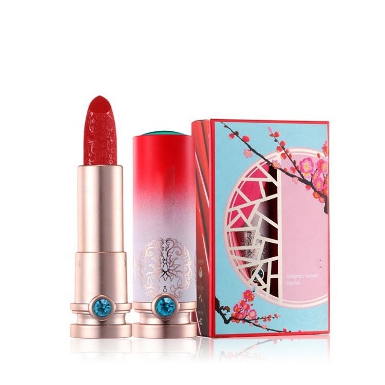 Hot selling  private label easy coloring lasting top Chinese style embossed lipstick