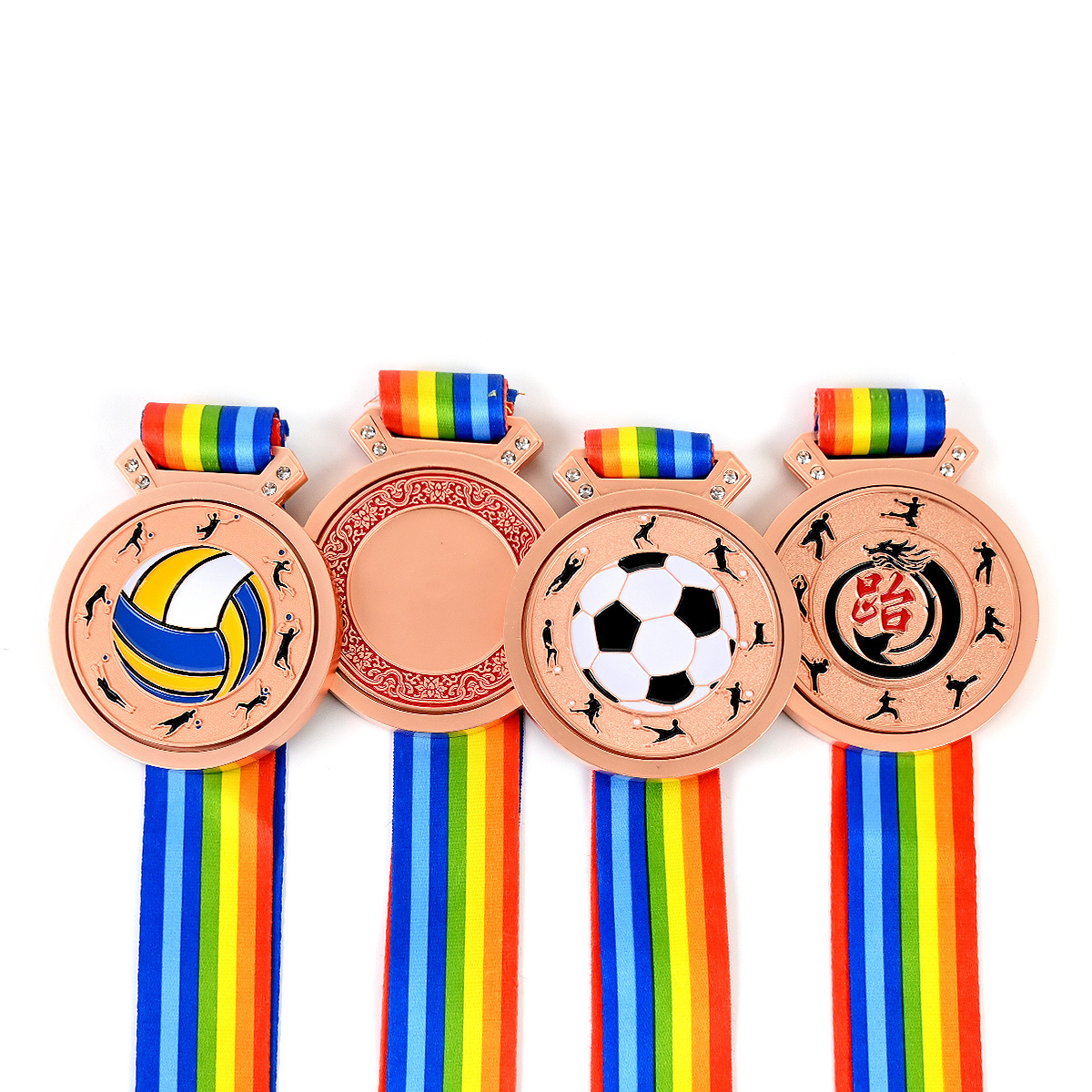 Custom 3D Gold Color round Sports Medals and Trophies Gymnastics Football Soccer Customizable Awards and Plaques