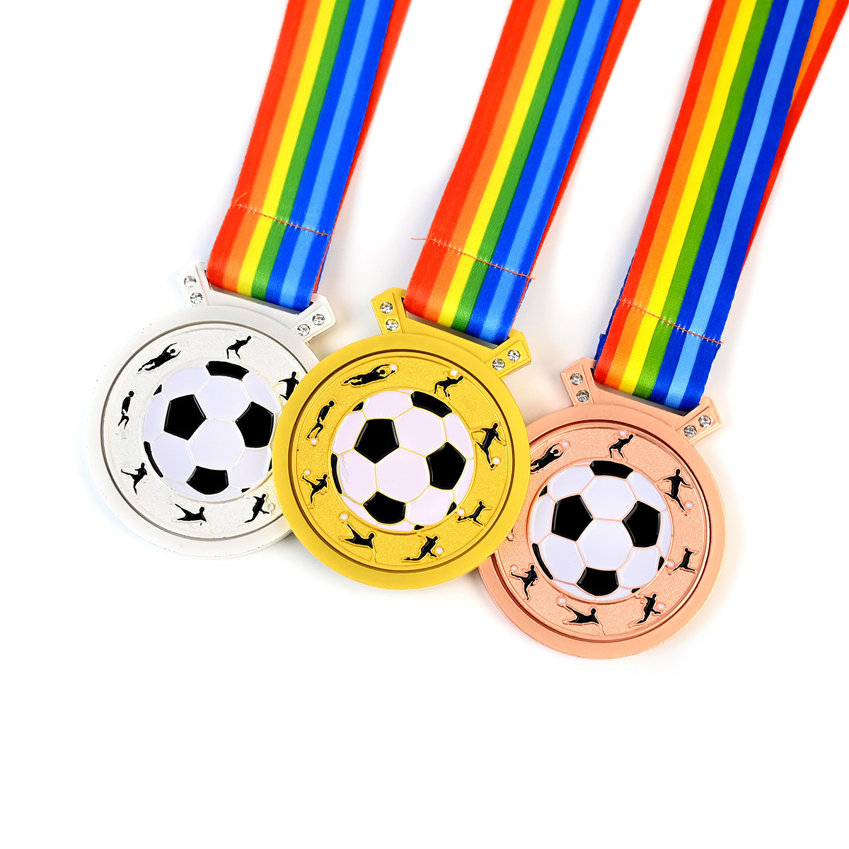 Custom 3D Gold Color round Sports Medals and Trophies Gymnastics Football Soccer Customizable Awards and Plaques