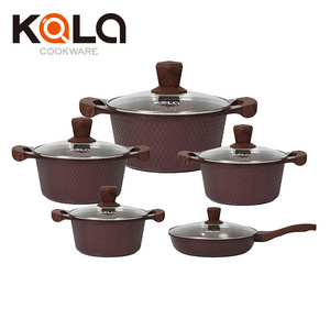 Kala kitchen aluminum cookware set cooking pots and pans set nonstick induction cookware set wholesale cookware