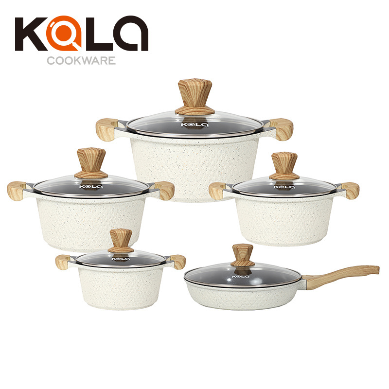 Kala kitchen aluminum cookware set cooking pots and pans set nonstick induction cookware set wholesale cookware