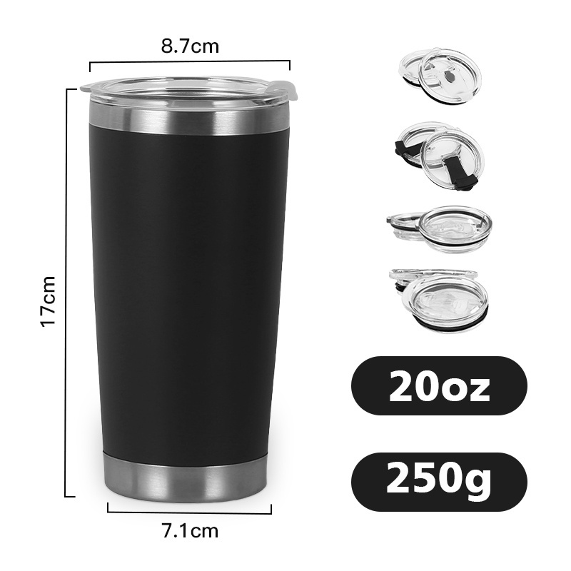 Custom logo 20oz 20 oz double wall stainless steel vacuum insulated coffee travel mug powder coated regular tumbler