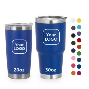 Custom logo 20oz 20 oz double wall stainless steel vacuum insulated coffee travel mug powder coated regular tumbler