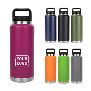 Custom 18oz 36oz 64oz Double Wall Vacuum Insulated Stainless Steel Powder Coated Dishwasher Safe Vacuum Water bottle