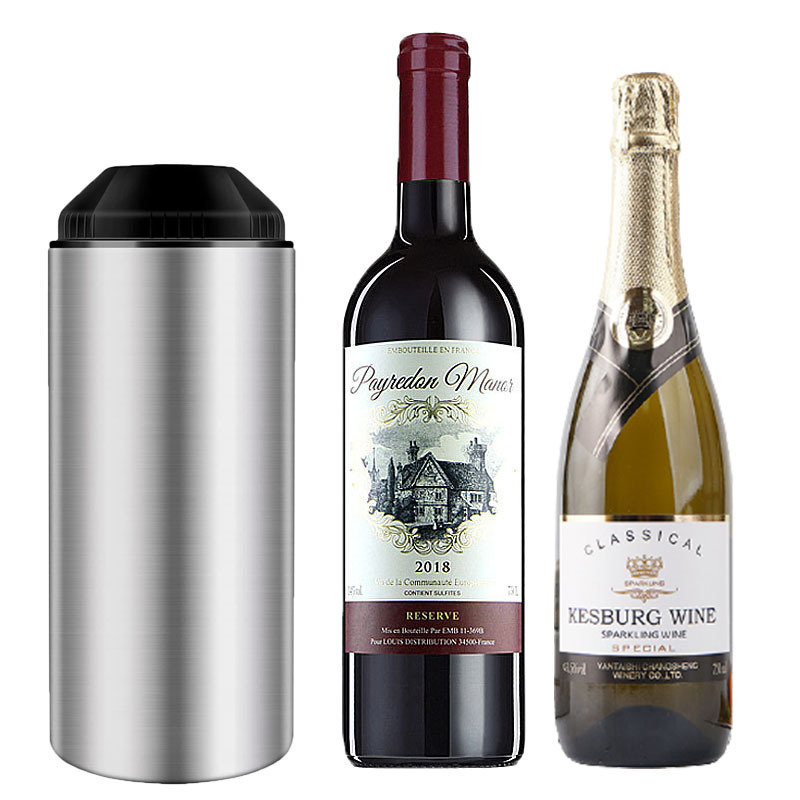 Custom Logo Ice Bucket 25oz wine bottle Chiller stainless steel insulated cooler chiller sets with 2 champagne cups