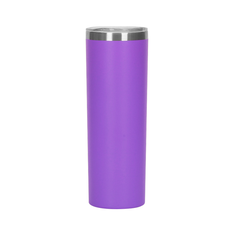 20oz Powder Coated Skinny Tumbler 304 Stainless Steel Drinking Coffee Cup 600ml Double Wall Insulated Tumbler Water Bottle