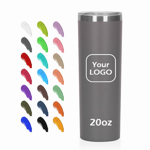 20oz Powder Coated Skinny Tumbler 304 Stainless Steel Drinking Coffee Cup 600ml Double Wall Insulated Tumbler Water Bottle