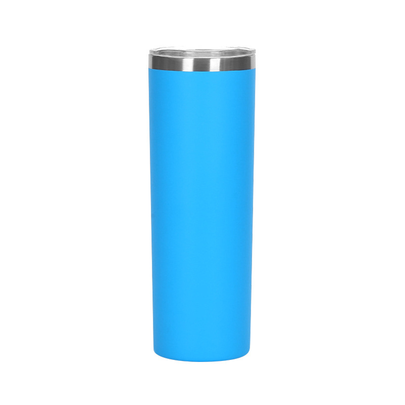 20oz Powder Coated Skinny Tumbler 304 Stainless Steel Drinking Coffee Cup 600ml Double Wall Insulated Tumbler Water Bottle