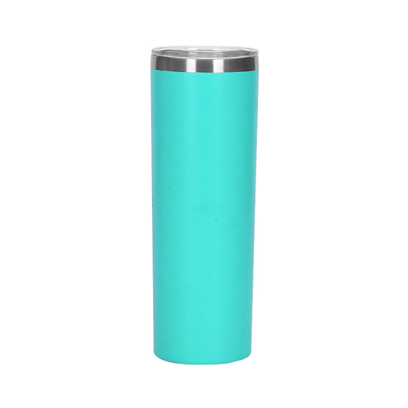 20oz Powder Coated Skinny Tumbler 304 Stainless Steel Drinking Coffee Cup 600ml Double Wall Insulated Tumbler Water Bottle