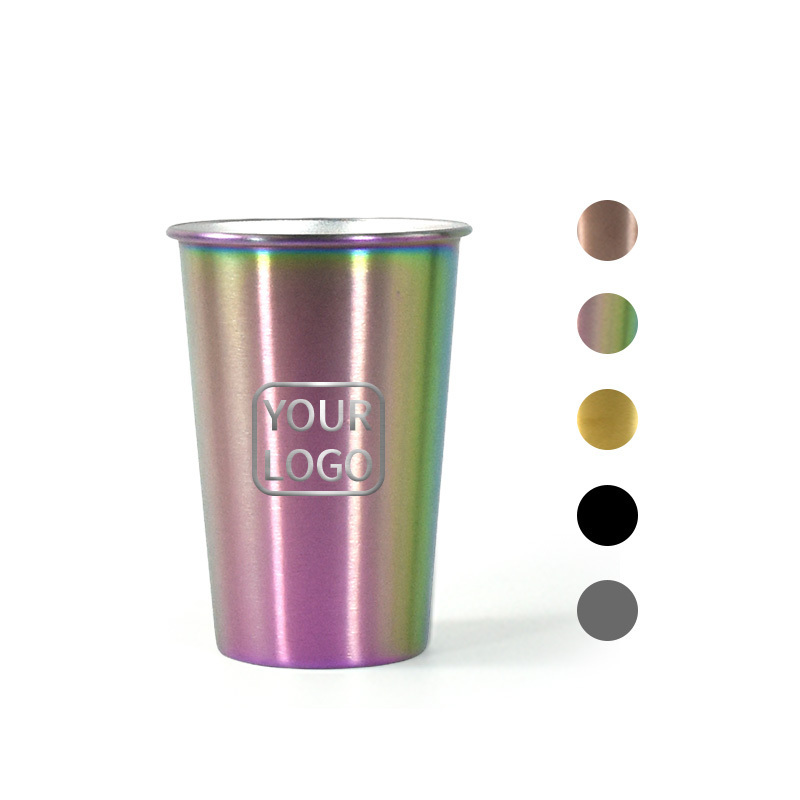 custom logo 40ml-500ml single wall stainless steel beer cup wine tumbler for camping travel milk drinking cups