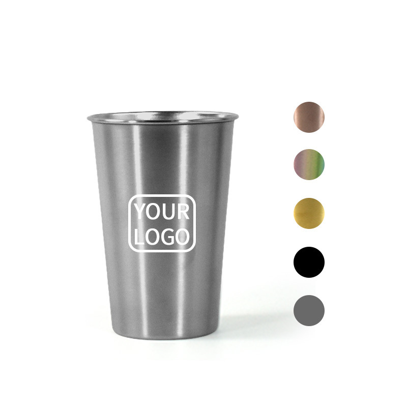 custom logo 40ml-500ml single wall stainless steel beer cup wine tumbler for camping travel milk drinking cups