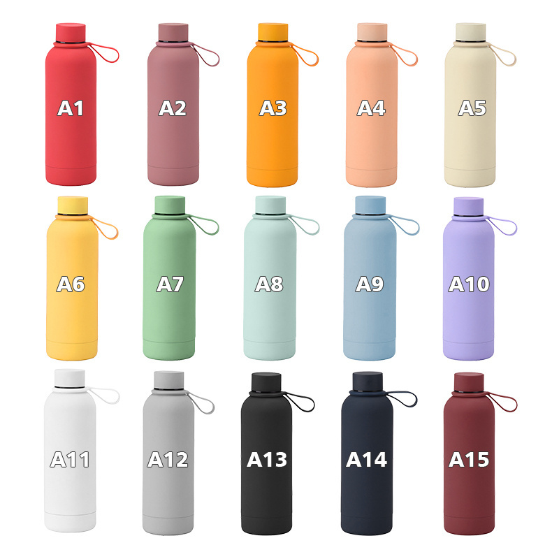 Custom Soft touch 350ml 500ml 750ml 1000ml Double Wall Insulated Water Bottles Flask Mug Cup Matte Stainless Steel vacuum flasks