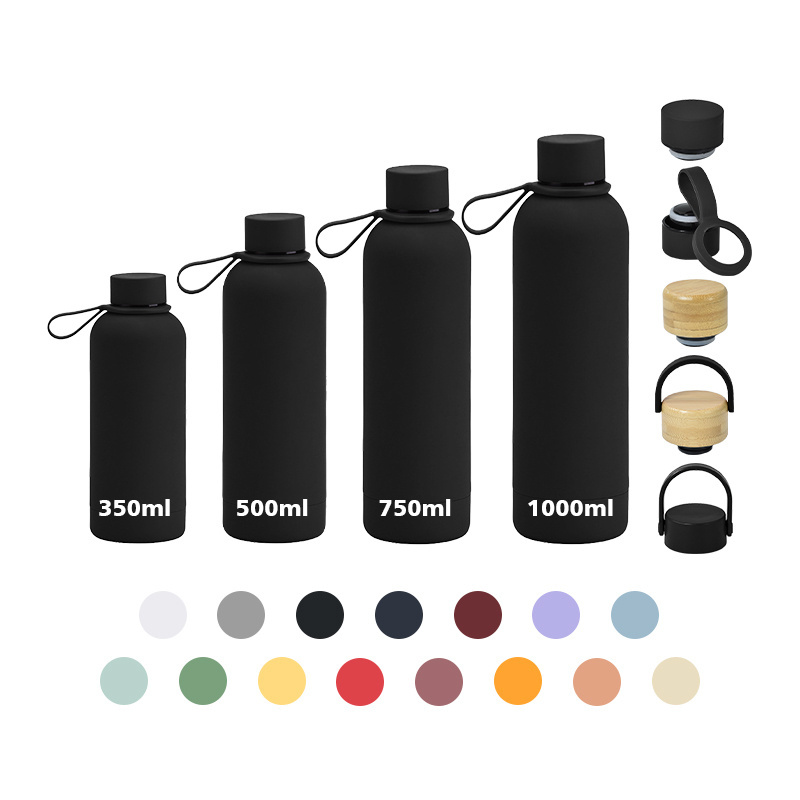 Custom Soft touch 350ml 500ml 750ml 1000ml Double Wall Insulated Water Bottles Flask Mug Cup Matte Stainless Steel vacuum flasks