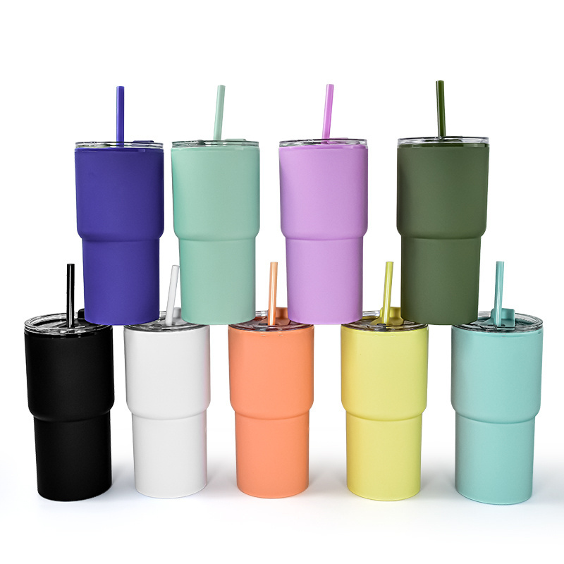 Factory manufacture Acrylic Colored Tumblers 17oz double wall Acrylic Matte tumbler with BPA free plastic straw