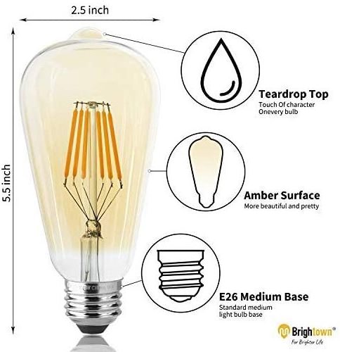 Led Edison Bulb Dimmable 10 Pcs 60 Watt Equivalent E26 Base Vintage Led Filament Bulb 6W Amber Bulbs Warm Yellow Light