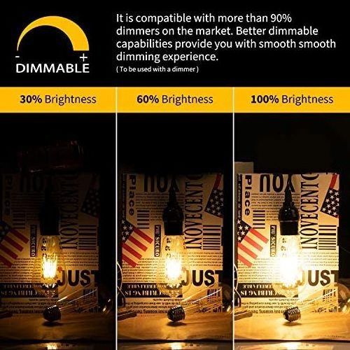 Led Edison Bulb Dimmable 10 Pcs 60 Watt Equivalent E26 Base Vintage Led Filament Bulb 6W Amber Bulbs Warm Yellow Light