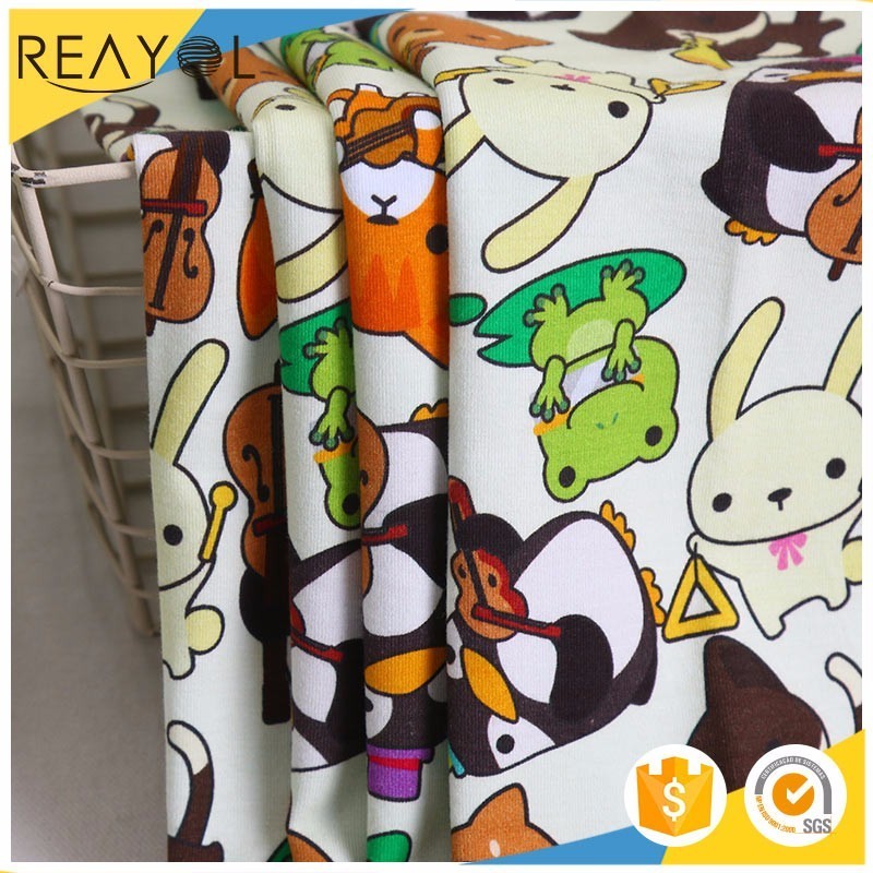 Selling  95% cotton 5% spandex fabric animal custom digital printing jersey cotton fabric for dress