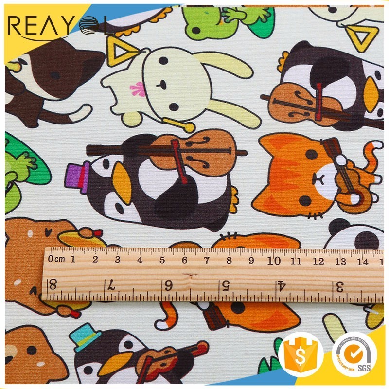 Selling  95% cotton 5% spandex fabric animal custom digital printing jersey cotton fabric for dress