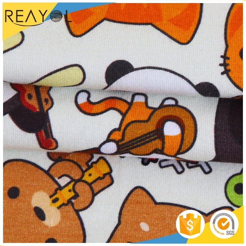 Selling  95% cotton 5% spandex fabric animal custom digital printing jersey cotton fabric for dress