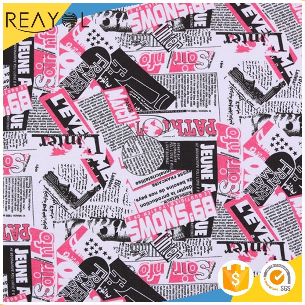 Garment use home textiles printed newspaper plain carded cotton fabric