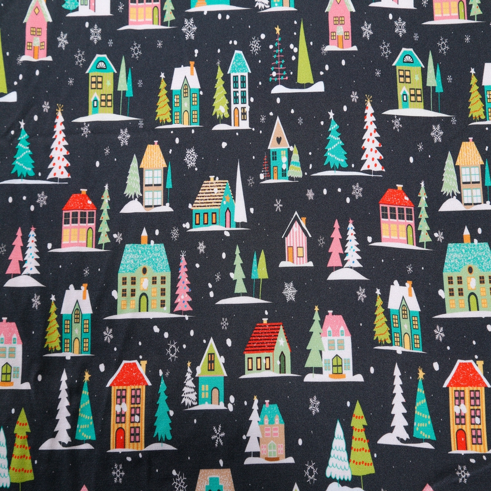 Factory manufacturer custom printed festival christmas design digital print bamboo spandex knit fabric for clothing