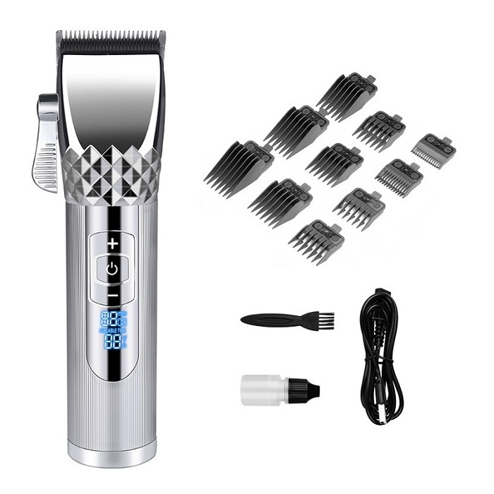 LED Digital Electric Rechargeable Hair Cutting Machine Men's Hair Trimmer Shaver Cordless Stainless Steel LED Lights Display