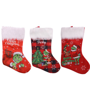 New Christmas decorations plush grinch Christmas stocking kids gift bag Xmas stocking gift bag