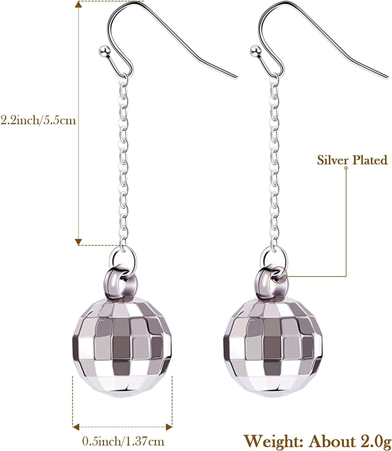 adult long new style traditional ear hook jewelry for women disco ball big party unique pendant dangle drop earrings