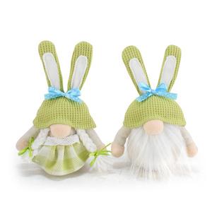 Handmade Little Green Rabbit Dwarf Easter Bunny Decoration New Spring Home Christmas Halloween Ramadan Boxed Gift Gongke Dolls