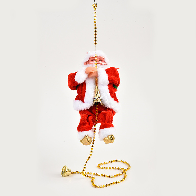 Climbing African American Santa Claus rope ladder hanging decoration Christmas tree electric music other christmas decorations