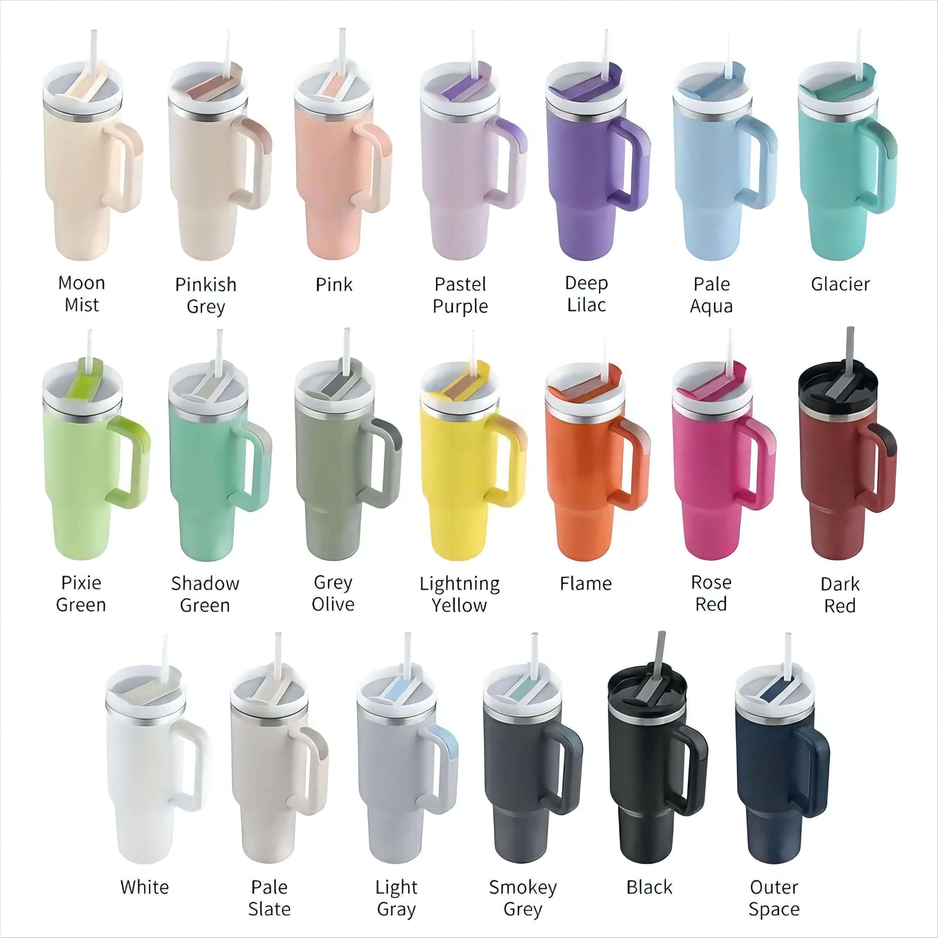 wholesale Quencher H2.0 40 oz tumbler with Handle Straw Double Wall thermos bottle Reusable Stainless Steel travel Mugs